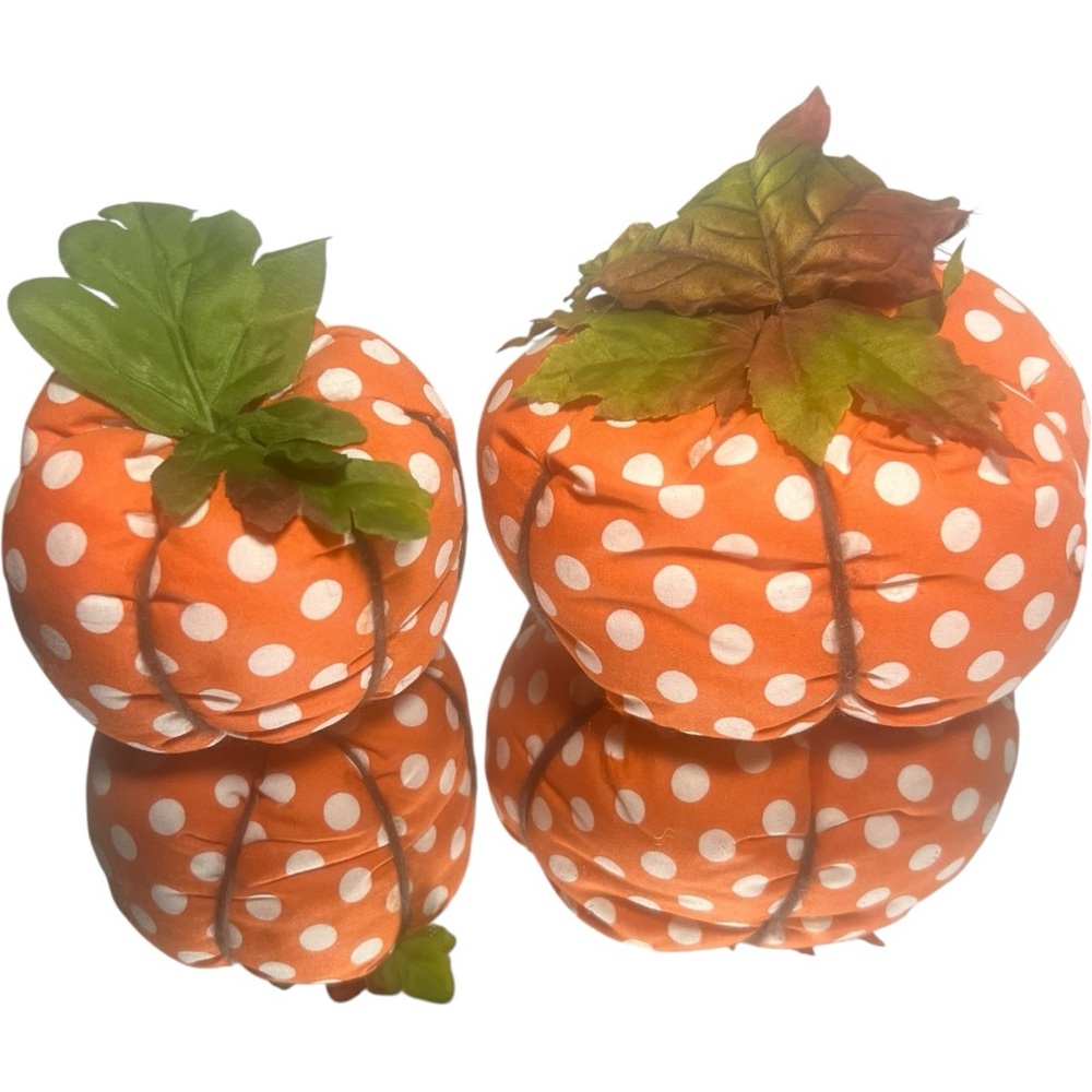 Fall Decor fabric pumpkins thanksgiving decorations polka dots brown white